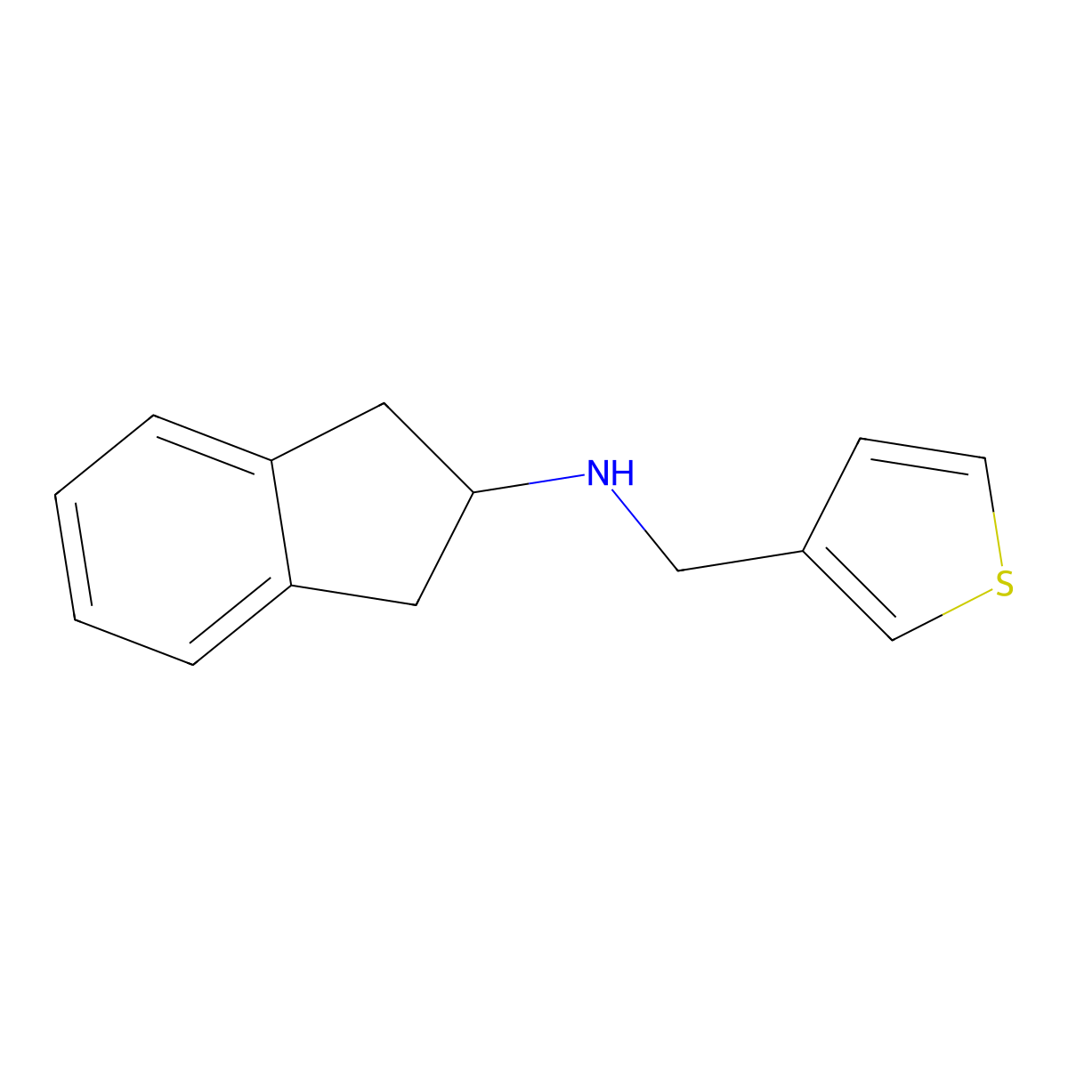 N-(thiophen-3-ylmethyl)-2,3-dihydro-1H-inden-2-amine molecular structure, CAS 1341842-53-2