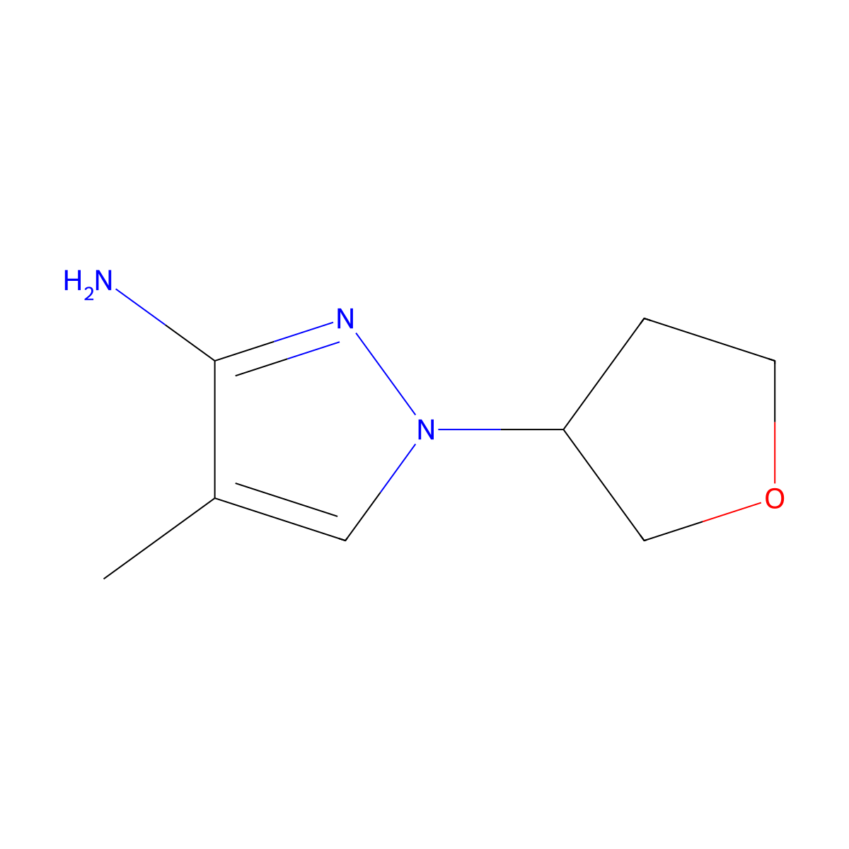 4-methyl-1-(oxolan-3-yl)-1H-pyrazol-3-amine molecular structure, CAS 1341847-57-1