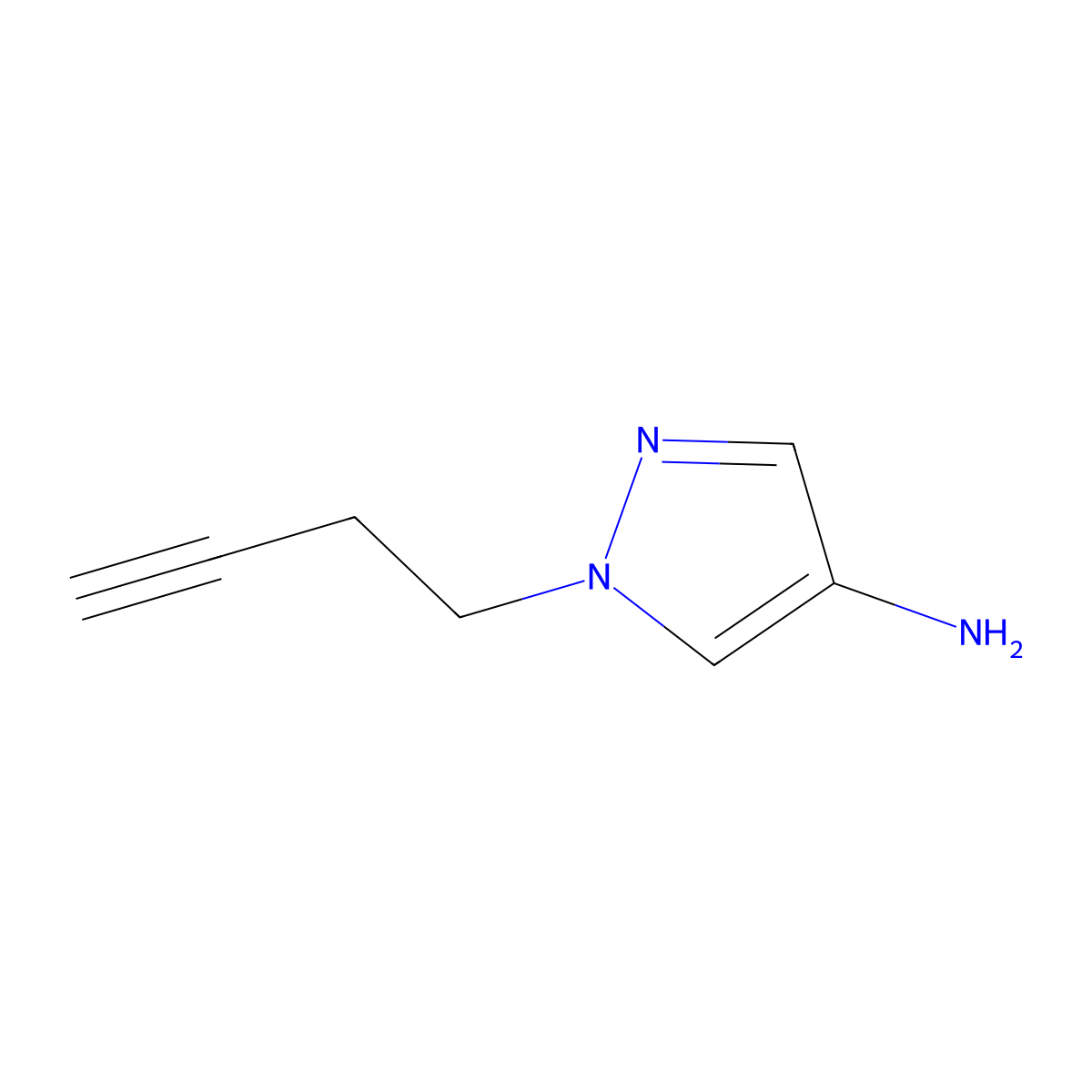 1-(but-3-yn-1-yl)-1H-pyrazol-4-amine molecular structure, CAS 1341849-73-7