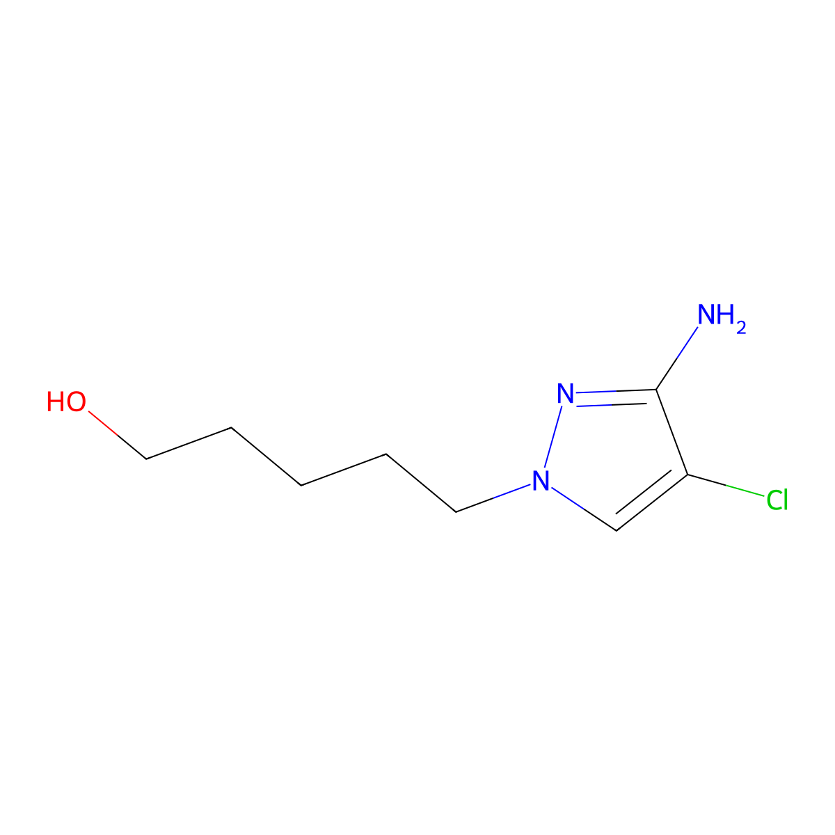 5-(3-Amino-4-chloro-1h-pyrazol-1-yl)pentan-1-ol molecular structure, CAS 1341854-94-1