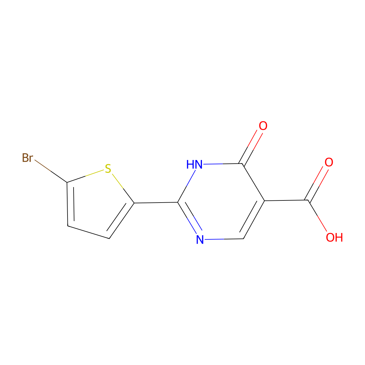 2-(5-Bromothiophen-2-yl)-6-oxo-1,6-dihydropyrimidine-5-carboxylic acid molecular structure, CAS 1341857-42-8