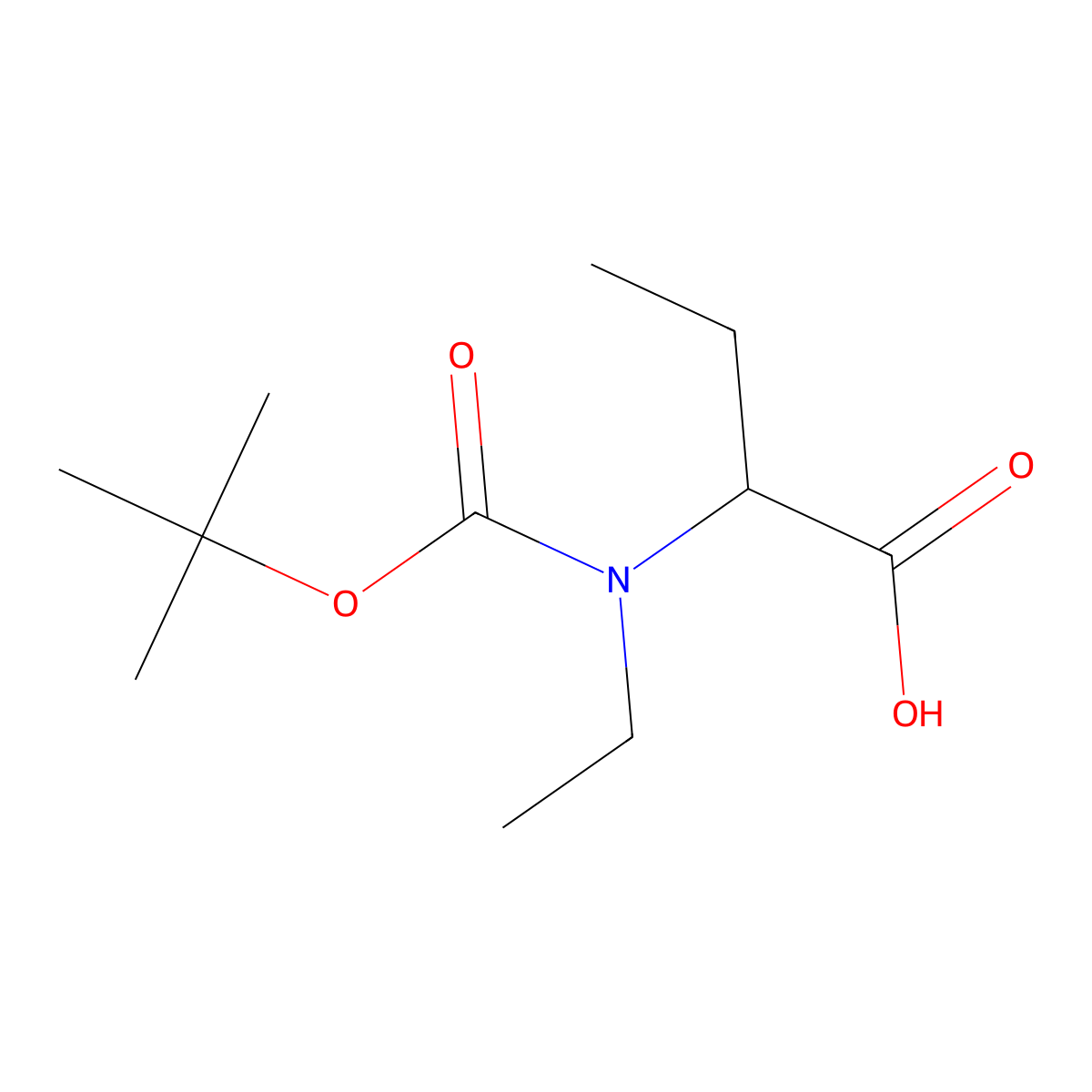 2-{[(Tert-butoxy)carbonyl](ethyl)amino}butanoic acid molecular structure, CAS 1341858-07-8