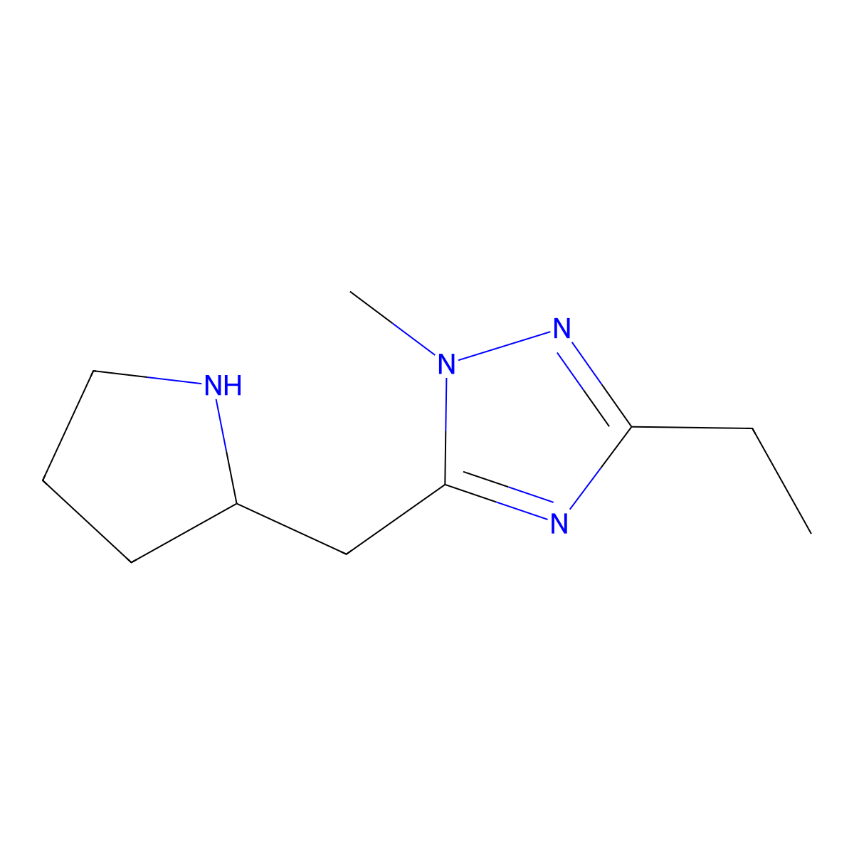 3-Ethyl-1-methyl-5-(pyrrolidin-2-ylmethyl)-1h-1,2,4-triazole molecular structure, CAS 1341858-16-9