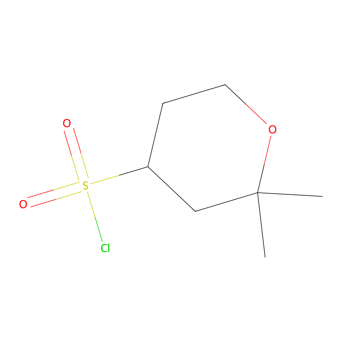 2,2-Dimethyloxane-4-sulfonyl chloride molecular structure, CAS 1341861-77-5