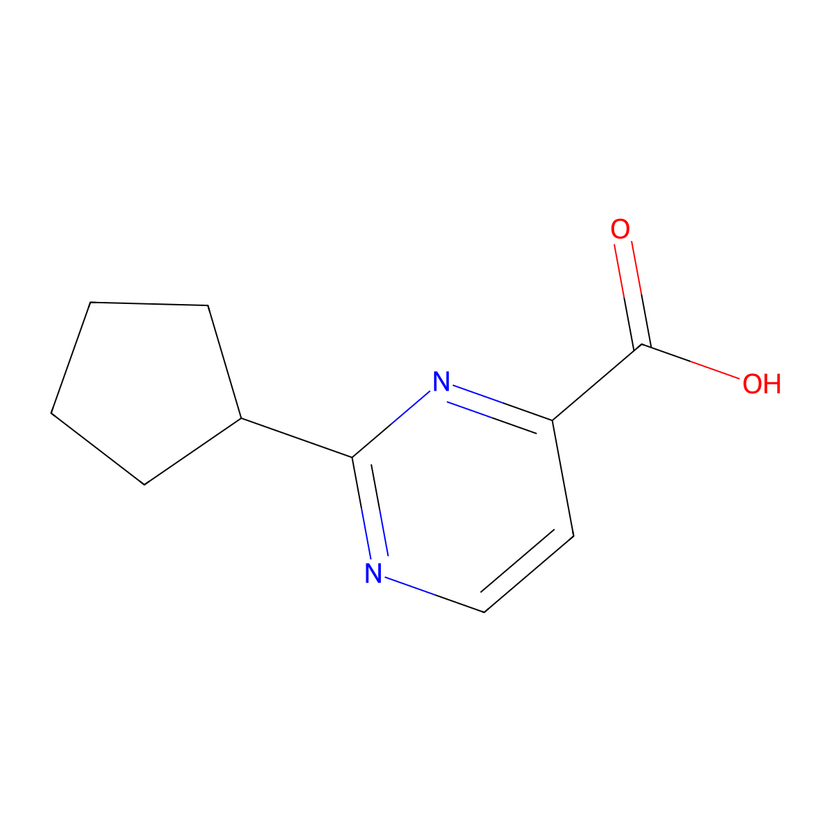 2-Cyclopentylpyrimidine-4-carboxylic acid molecular structure, CAS 1341862-89-2