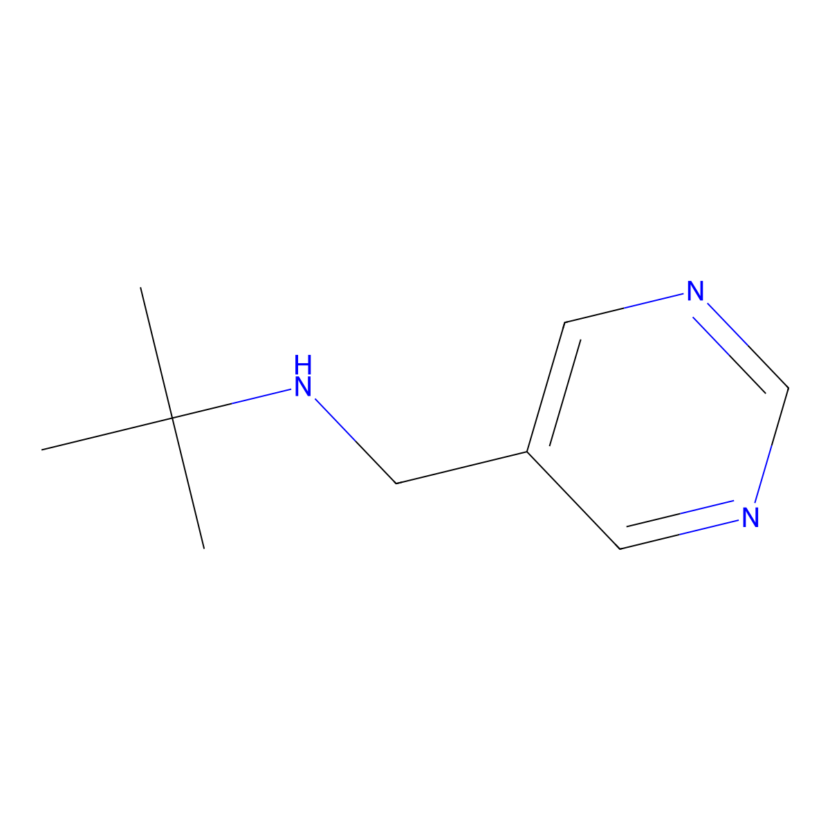 Tert-butyl[(pyrimidin-5-yl)methyl]amine molecular structure, CAS 1341866-97-4