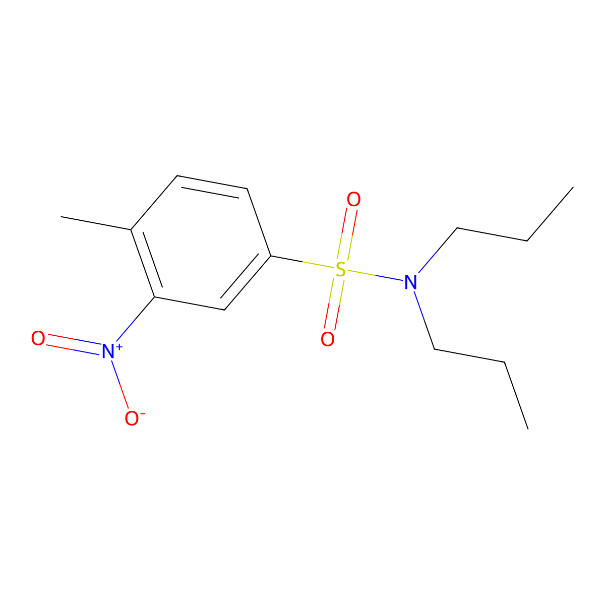 4-methyl-3-nitro-N,N-dipropylbenzenesulfonamide molecular structure, CAS 134187-79-4