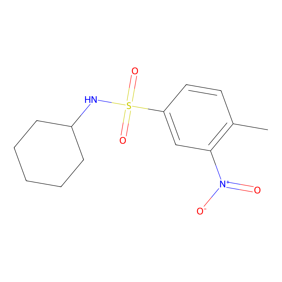 N-cyclohexyl-4-methyl-3-nitrobenzenesulfonamide molecular structure, CAS 134187-80-7