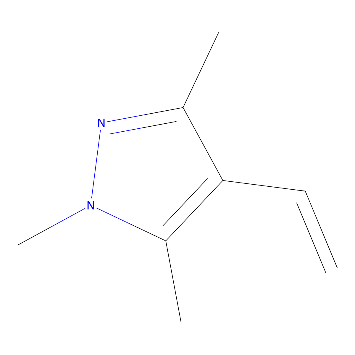 4-ethenyl-1,3,5-trimethyl-1H-pyrazole molecular structure, CAS 1341870-00-5
