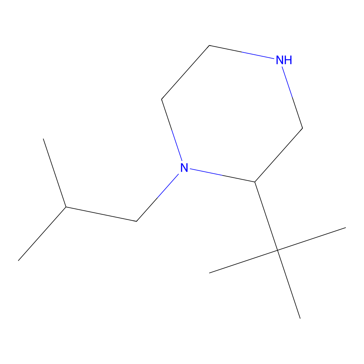 2-Tert-butyl-1-(2-methylpropyl)piperazine molecular structure, CAS 1341870-17-4