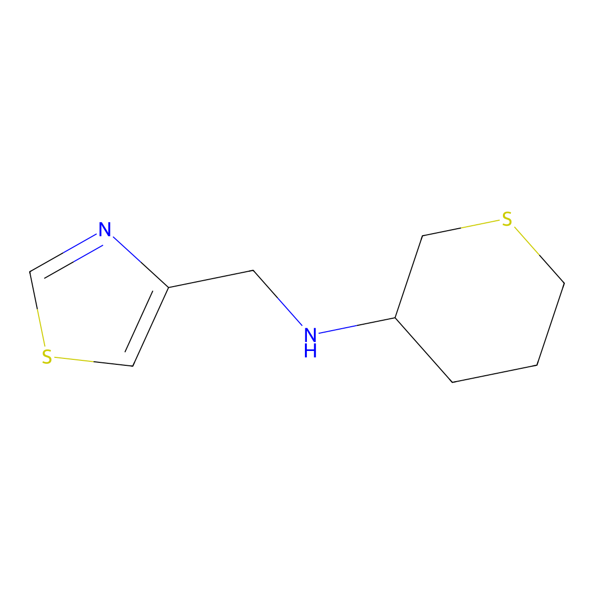 N-(1,3-thiazol-4-ylmethyl)thian-3-amine molecular structure, CAS 1341871-24-6