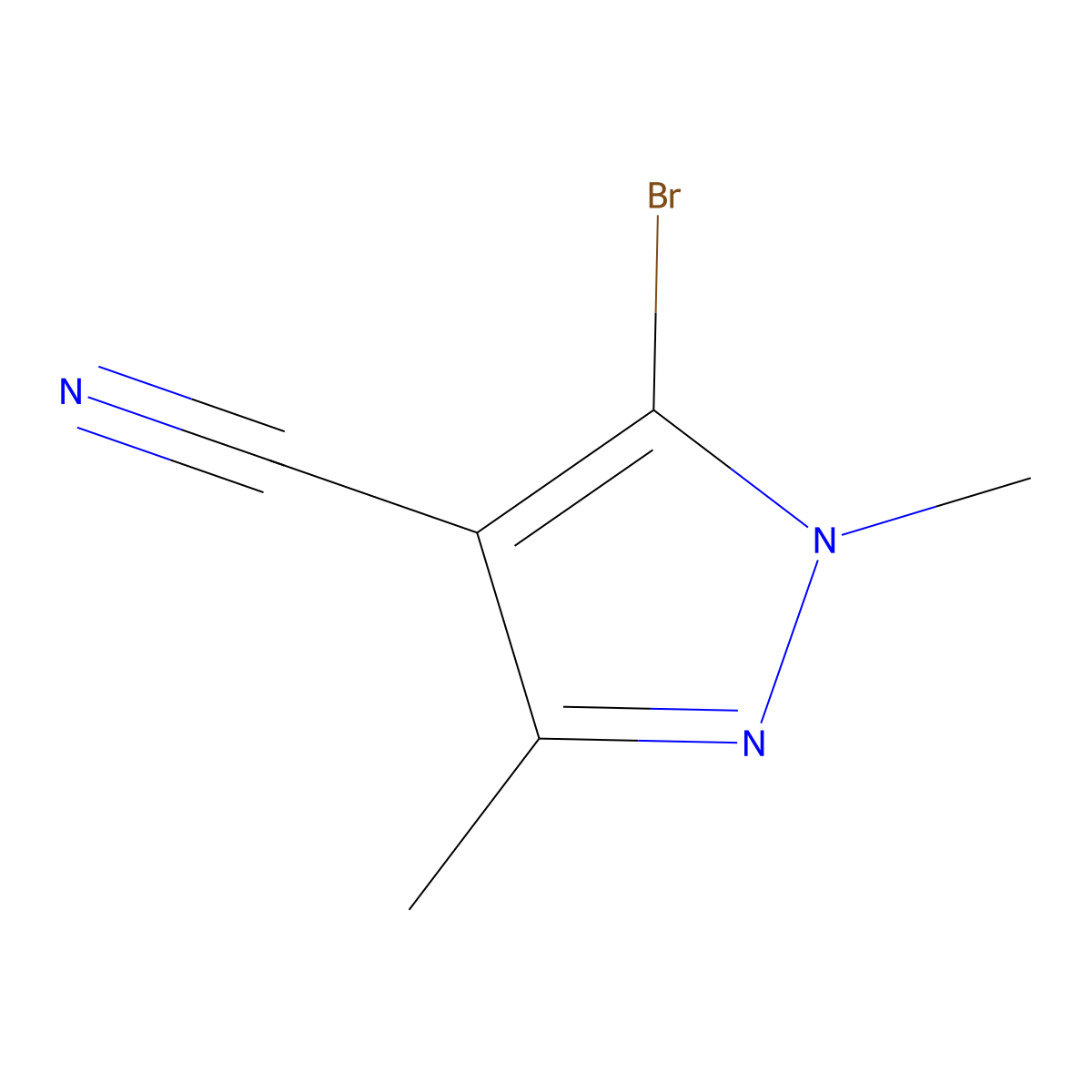 5-bromo-1,3-dimethyl-1H-pyrazole-4-carbonitrile molecular structure, CAS 1341871-95-1
