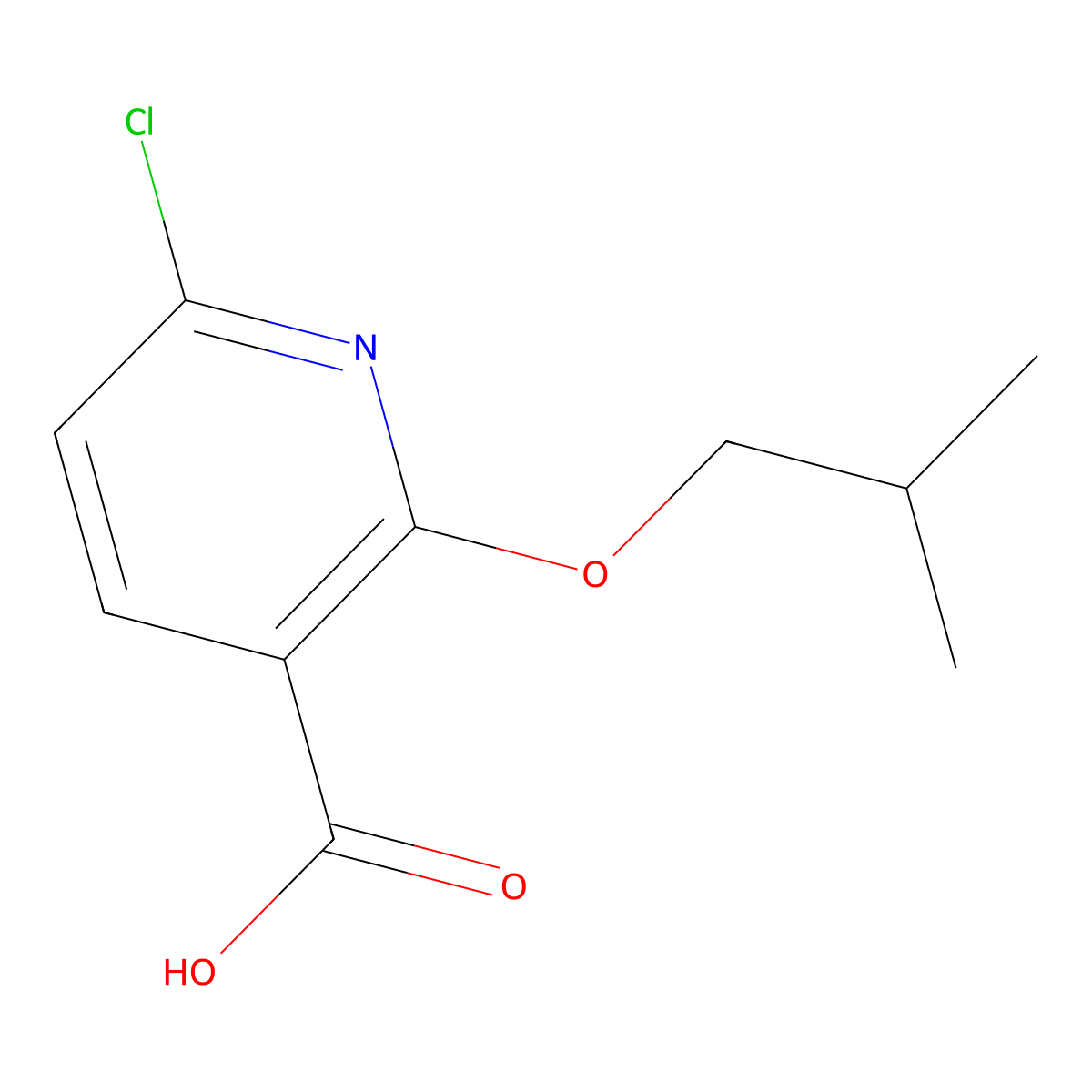 6-Chloro-2-(2-methylpropoxy)pyridine-3-carboxylic acid molecular structure, CAS 1341872-13-6