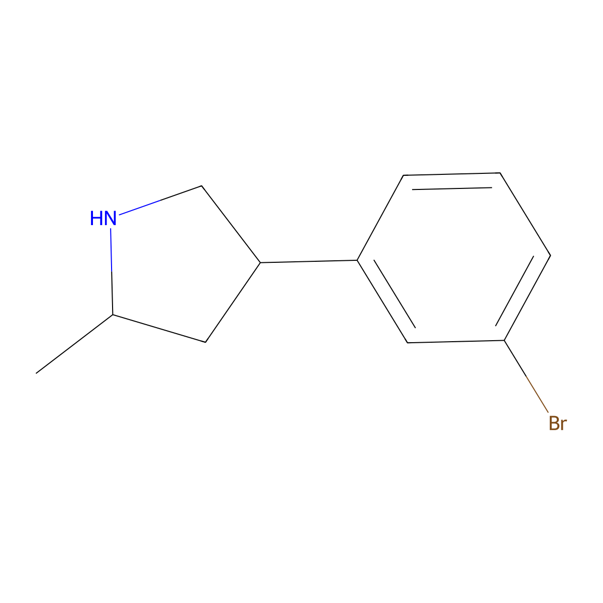 4-(3-Bromophenyl)-2-methylpyrrolidine molecular structure, CAS 1341878-28-1