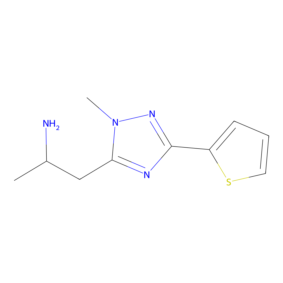 1-(1-Methyl-3-(thiophen-2-yl)-1h-1,2,4-triazol-5-yl)propan-2-amine molecular structure, CAS 1341880-25-8