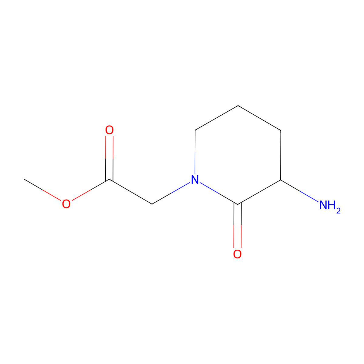 Methyl 2-(3-amino-2-oxopiperidin-1-yl)acetate molecular structure, CAS 1341881-64-8