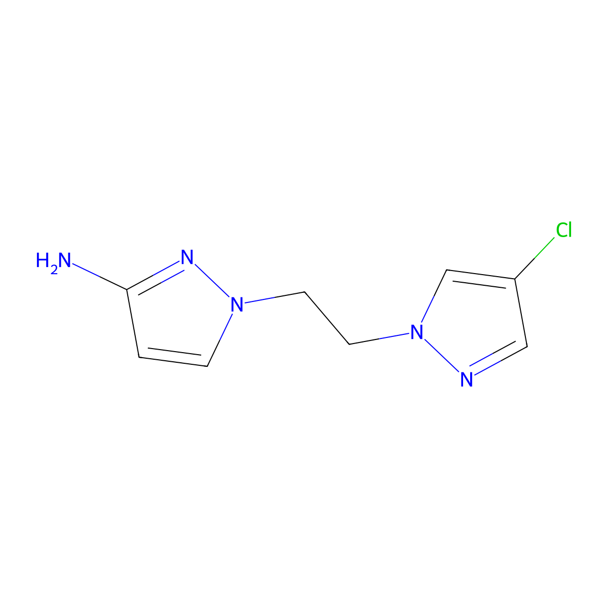 1-[2-(4-chloro-1H-pyrazol-1-yl)ethyl]-1H-pyrazol-3-amine molecular structure, CAS 1341881-83-1