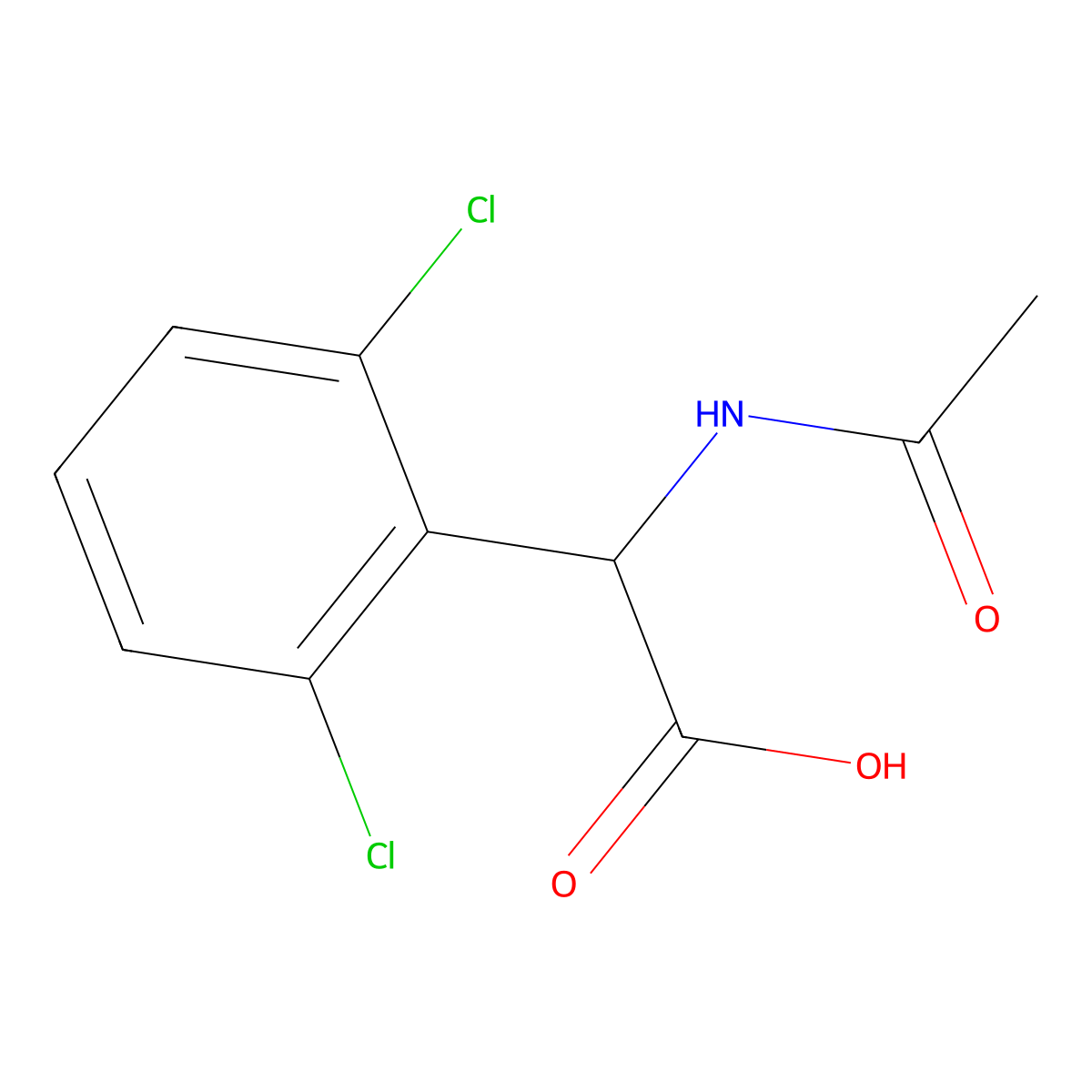2-(2,6-Dichlorophenyl)-2-acetamidoacetic acid molecular structure, CAS 1341882-42-5