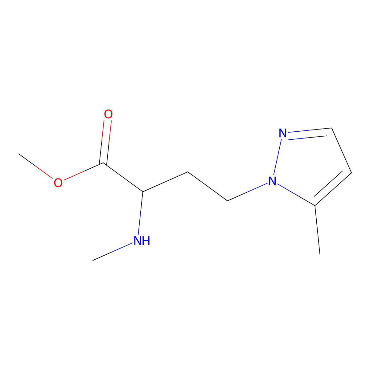 Methyl 4-(5-methyl-1h-pyrazol-1-yl)-2-(methylamino)butanoate molecular structure, CAS 1341883-50-8