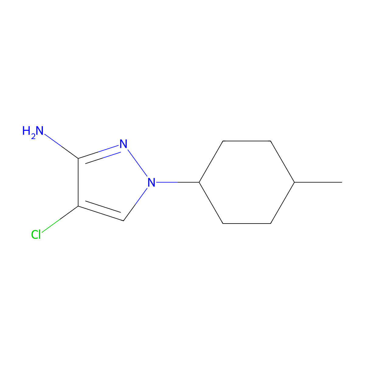4-chloro-1-(4-methylcyclohexyl)-1H-pyrazol-3-amine molecular structure, CAS 1341883-71-3