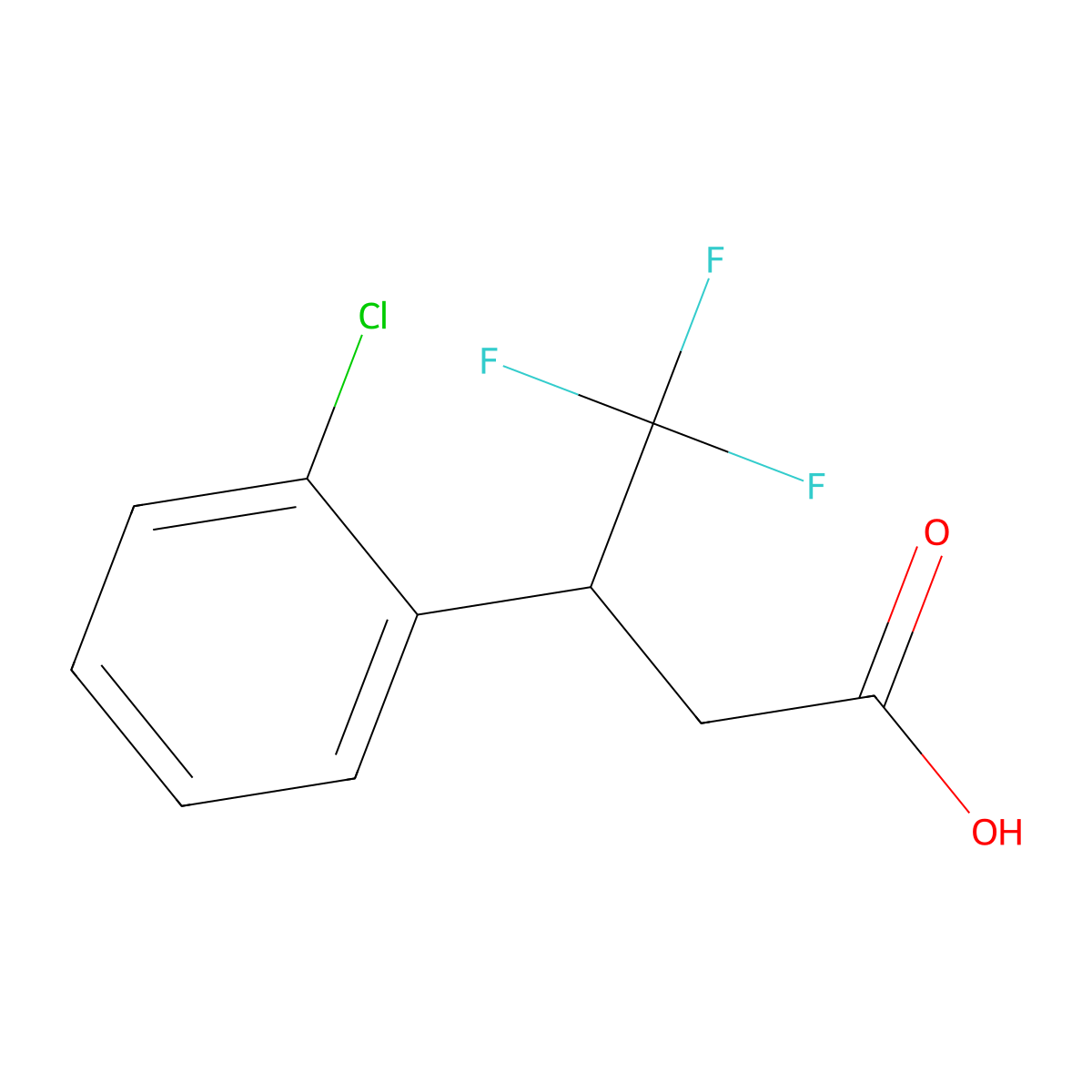 3-(2-Chlorophenyl)-4,4,4-trifluorobutanoic acid molecular structure, CAS 1341885-52-6