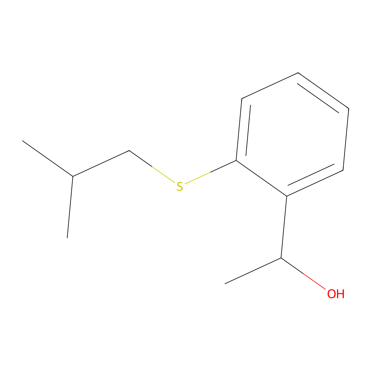 1-[2-(iso-Butylthio)phenyl]ethanol molecular structure, CAS 1341887-75-9