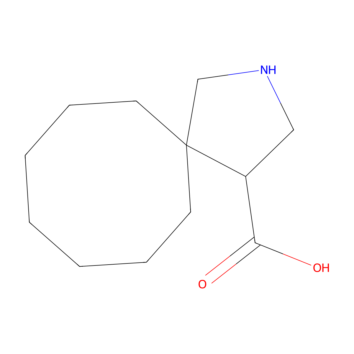 2-Azaspiro[4.7]dodecane-4-carboxylic acid molecular structure, CAS 1341889-10-8