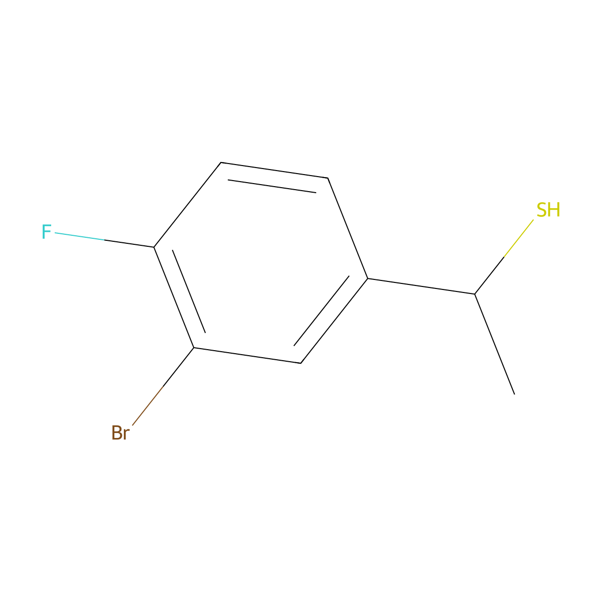 1-(3-Bromo-4-fluorophenyl)ethane-1-thiol molecular structure, CAS 1341890-14-9