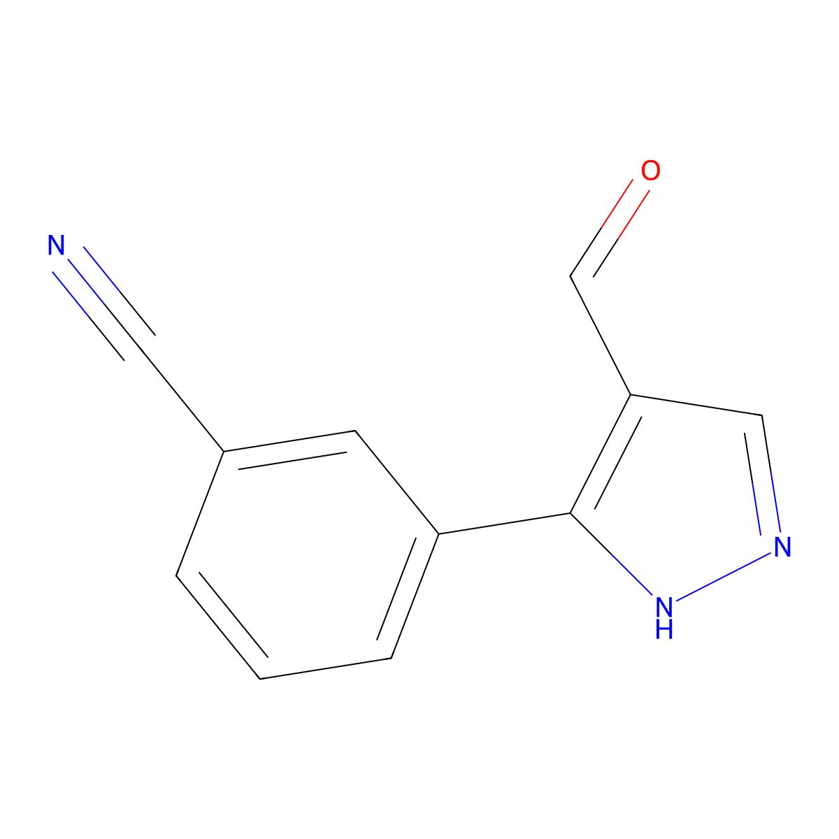 3-(4-formyl-1H-pyrazol-3-yl)benzonitrile molecular structure, CAS 1341890-26-3
