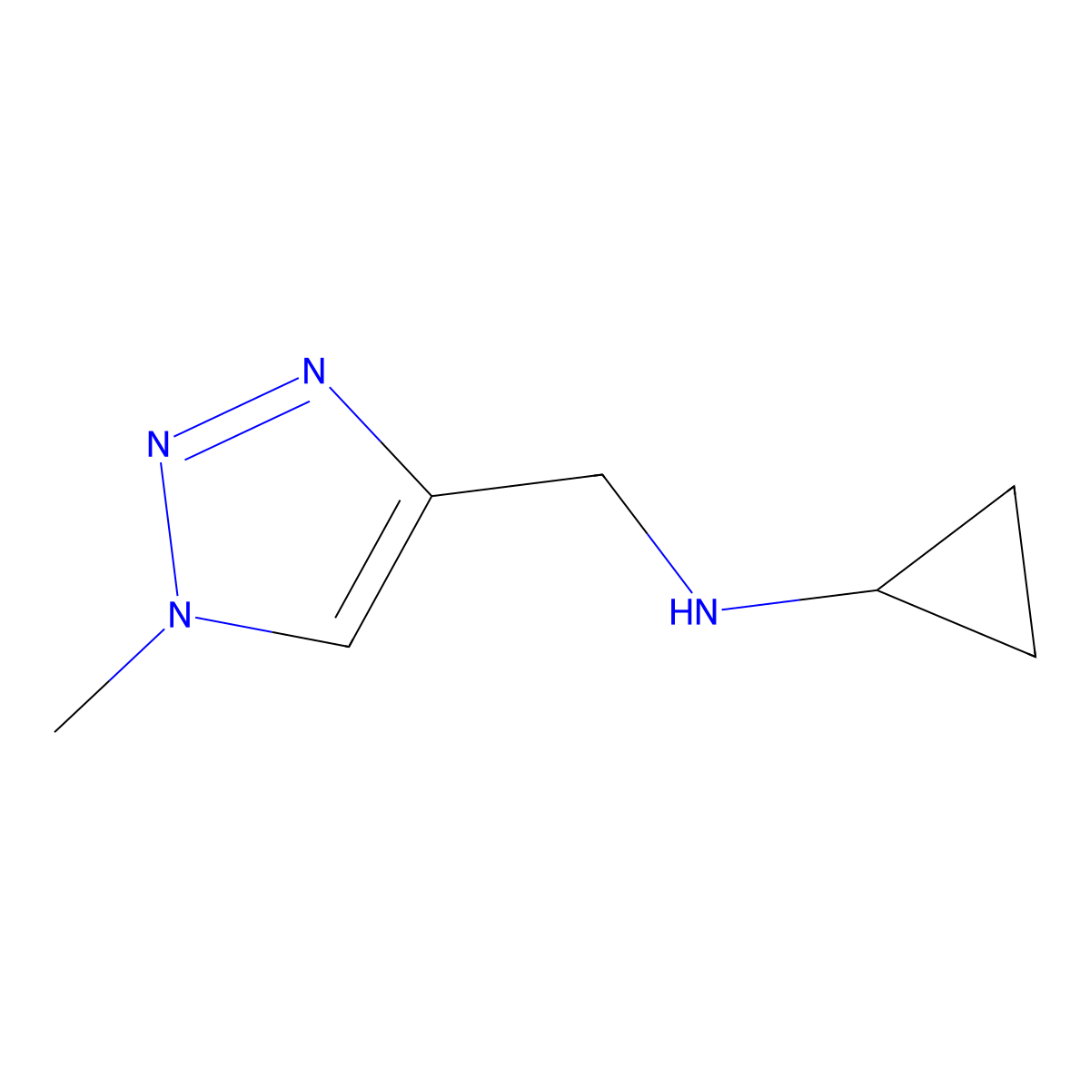 N-((1-methyl-1H-1,2,3-triazol-4-yl)methyl)cyclopropanamine molecular structure, CAS 1341890-48-9