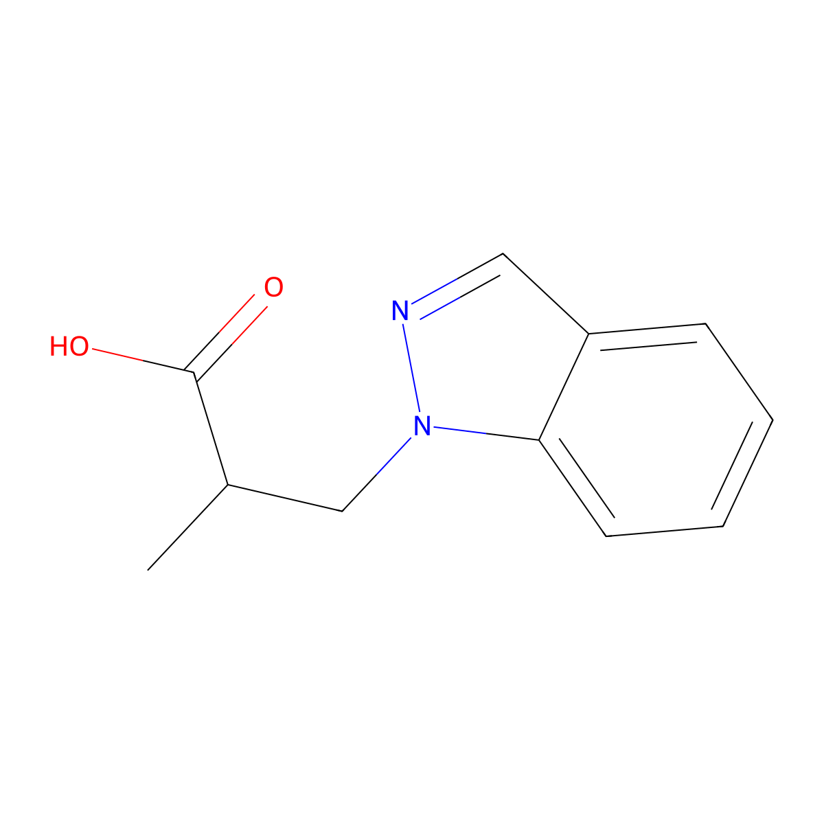 3-(1H-indazol-1-yl)-2-methylpropanoic acid molecular structure, CAS 1341891-16-4