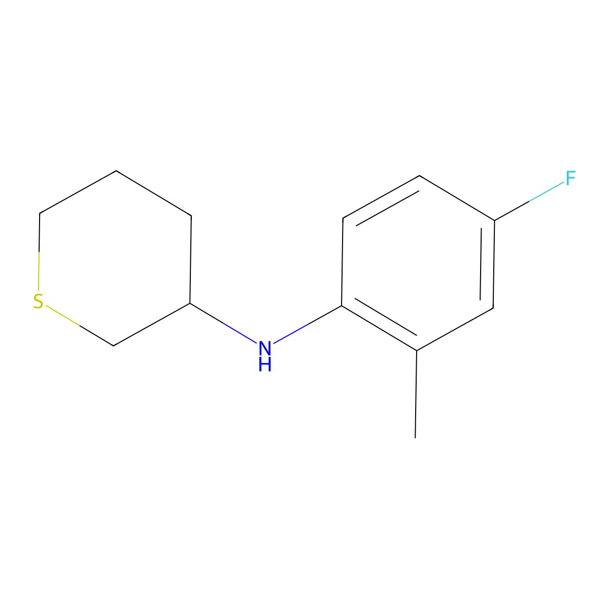 N-(4-fluoro-2-methylphenyl)thian-3-amine molecular structure, CAS 1341897-43-5
