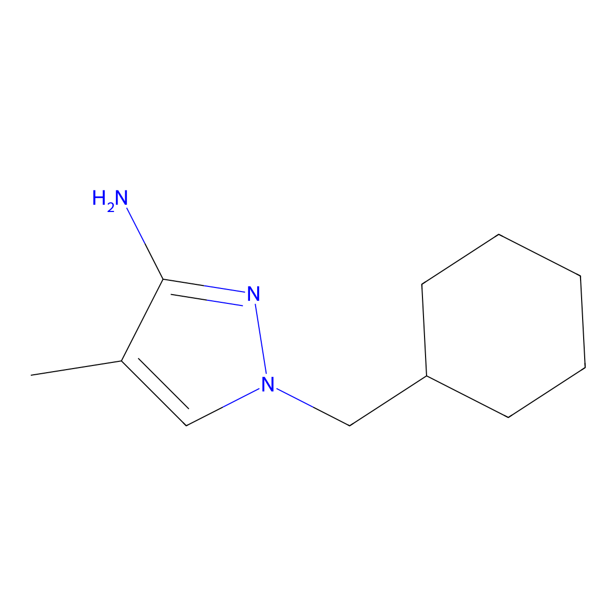1-(Cyclohexylmethyl)-4-methyl-1H-pyrazol-3-amine molecular structure, CAS 1341898-29-0