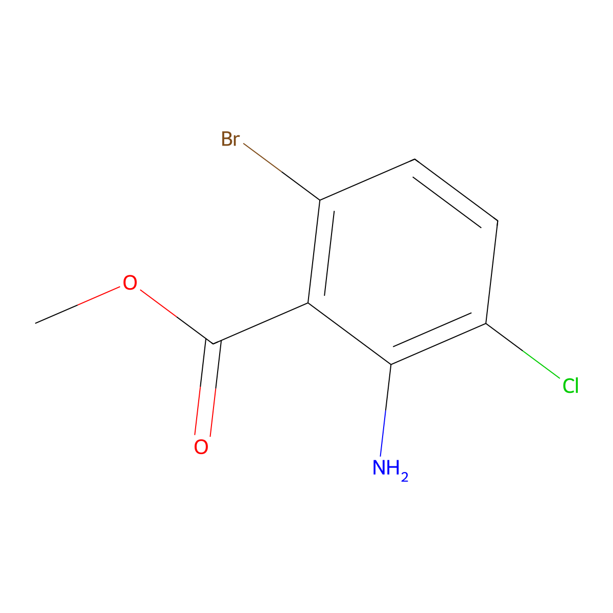 Methyl 2-amino-6-bromo-3-chlorobenzoate molecular structure, CAS 1341898-84-7
