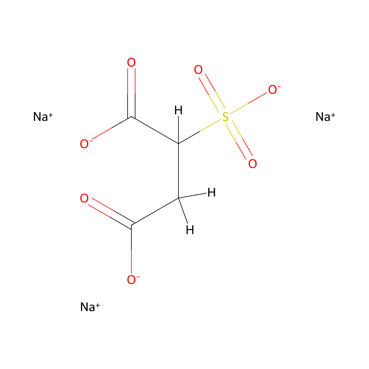 Trisodium sulfosuccinate molecular structure, CAS 13419-59-5