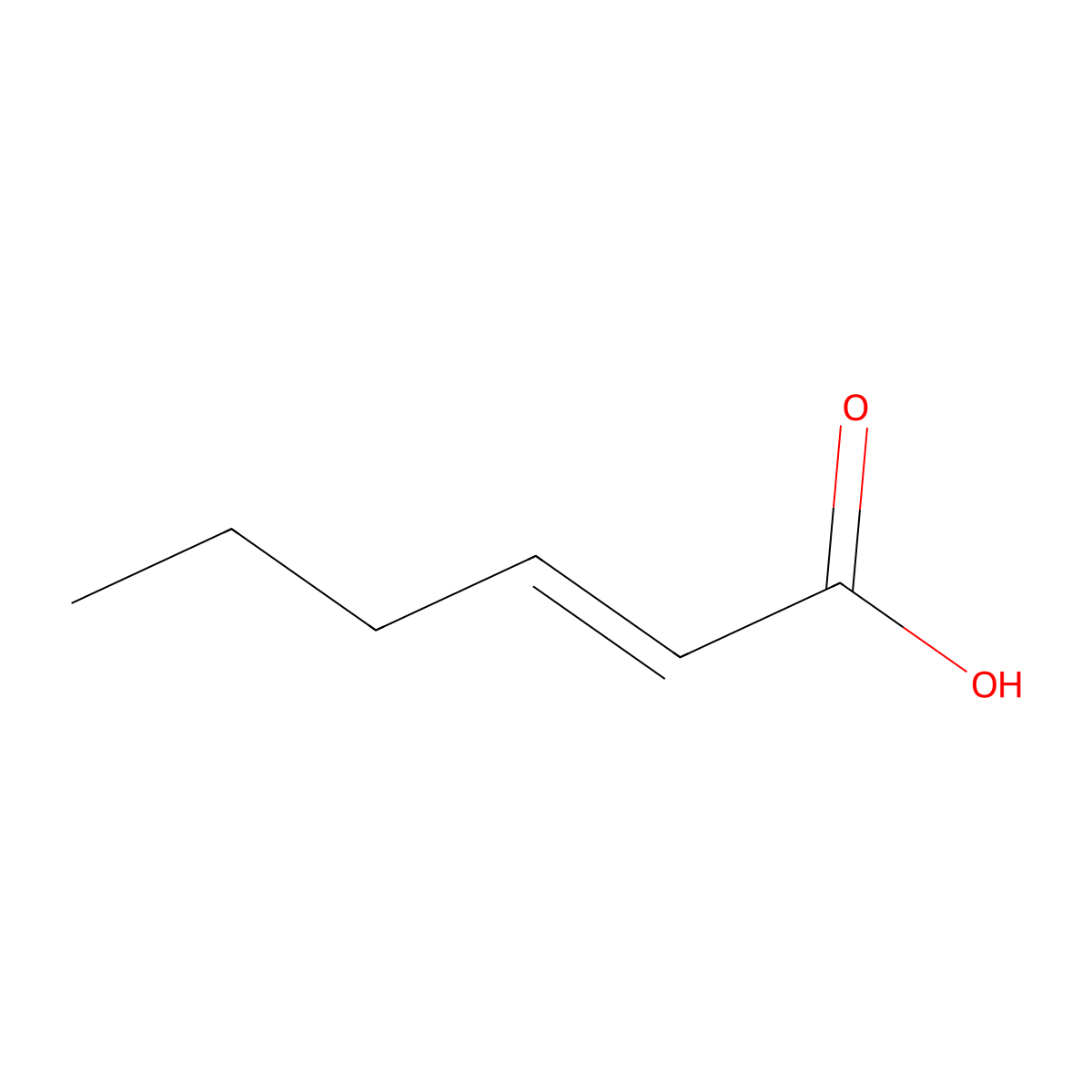2-Hexenoic acid, (2E)- molecular structure, CAS 13419-69-7