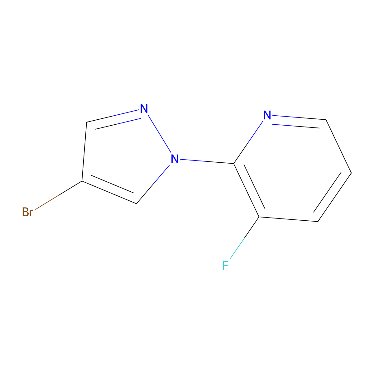 2-(4-bromo-1H-pyrazol-1-yl)-3-fluoropyridine molecular structure, CAS 1341900-28-4