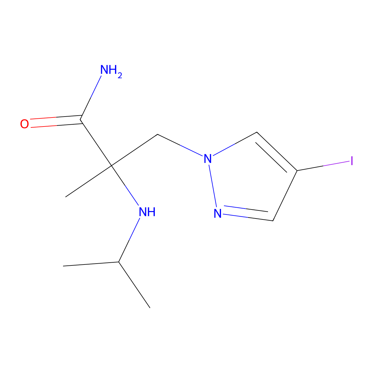 3-(4-Iodo-1h-pyrazol-1-yl)-2-(isopropylamino)-2-methylpropanamide molecular structure, CAS 1341903-32-9