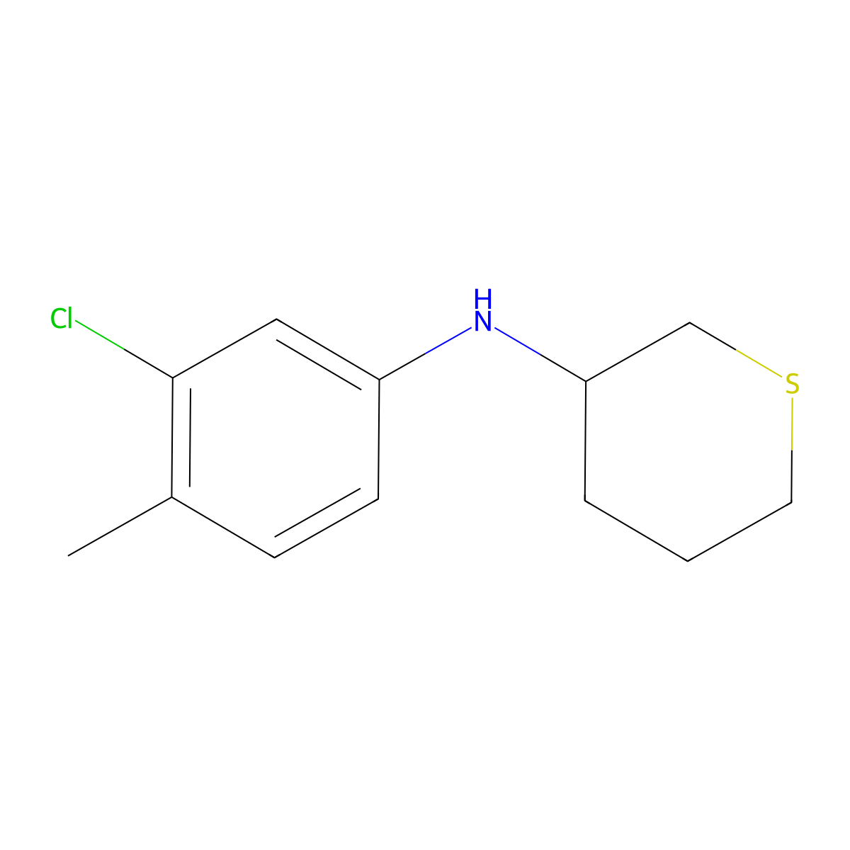N-(3-chloro-4-methylphenyl)thian-3-amine molecular structure, CAS 1341907-20-7