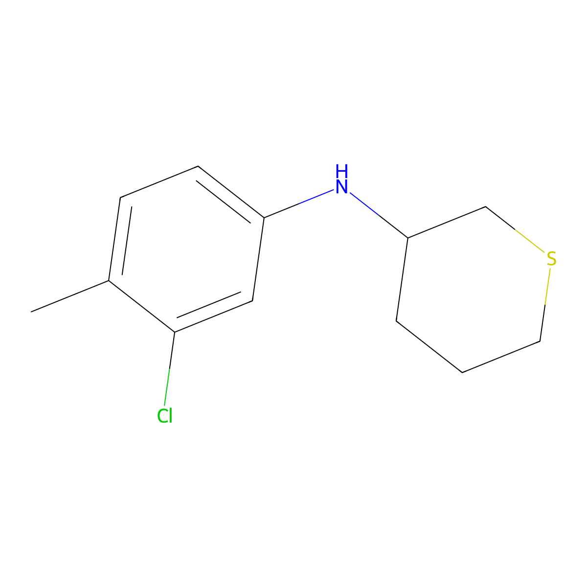 N-(3-chloro-4-methylphenyl)thian-3-amine molecular structure, CAS 1341907-20-7
