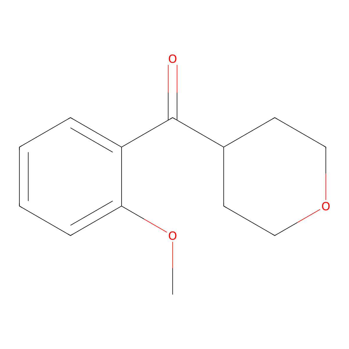 (2-Methoxyphenyl)(tetrahydro-2H-pyran-4-yl)methanone molecular structure, CAS 1341910-70-0