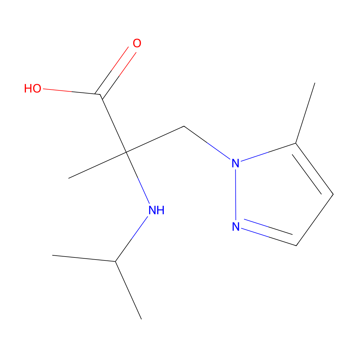 2-(Isopropylamino)-2-methyl-3-(5-methyl-1h-pyrazol-1-yl)propanoic acid molecular structure, CAS 1341911-72-5