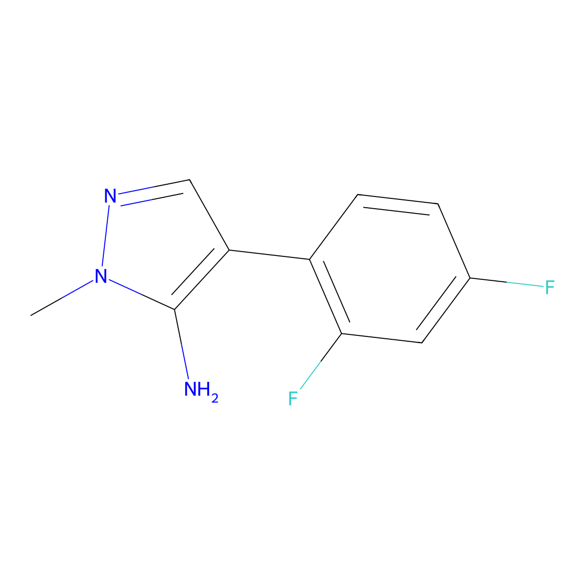 4-(2,4-difluorophenyl)-1-methyl-1H-pyrazol-5-amine molecular structure, CAS 1341912-76-2