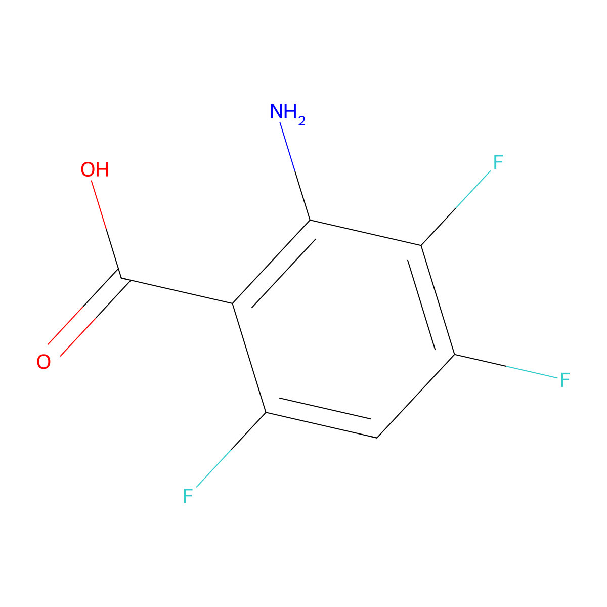 2-Amino-3,4,6-trifluoro-benzoic acid molecular structure, CAS 1341914-42-8