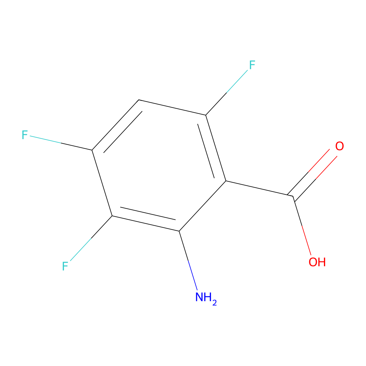 2-Amino-3,4,6-trifluoro-benzoic acid molecular structure, CAS 1341914-42-8