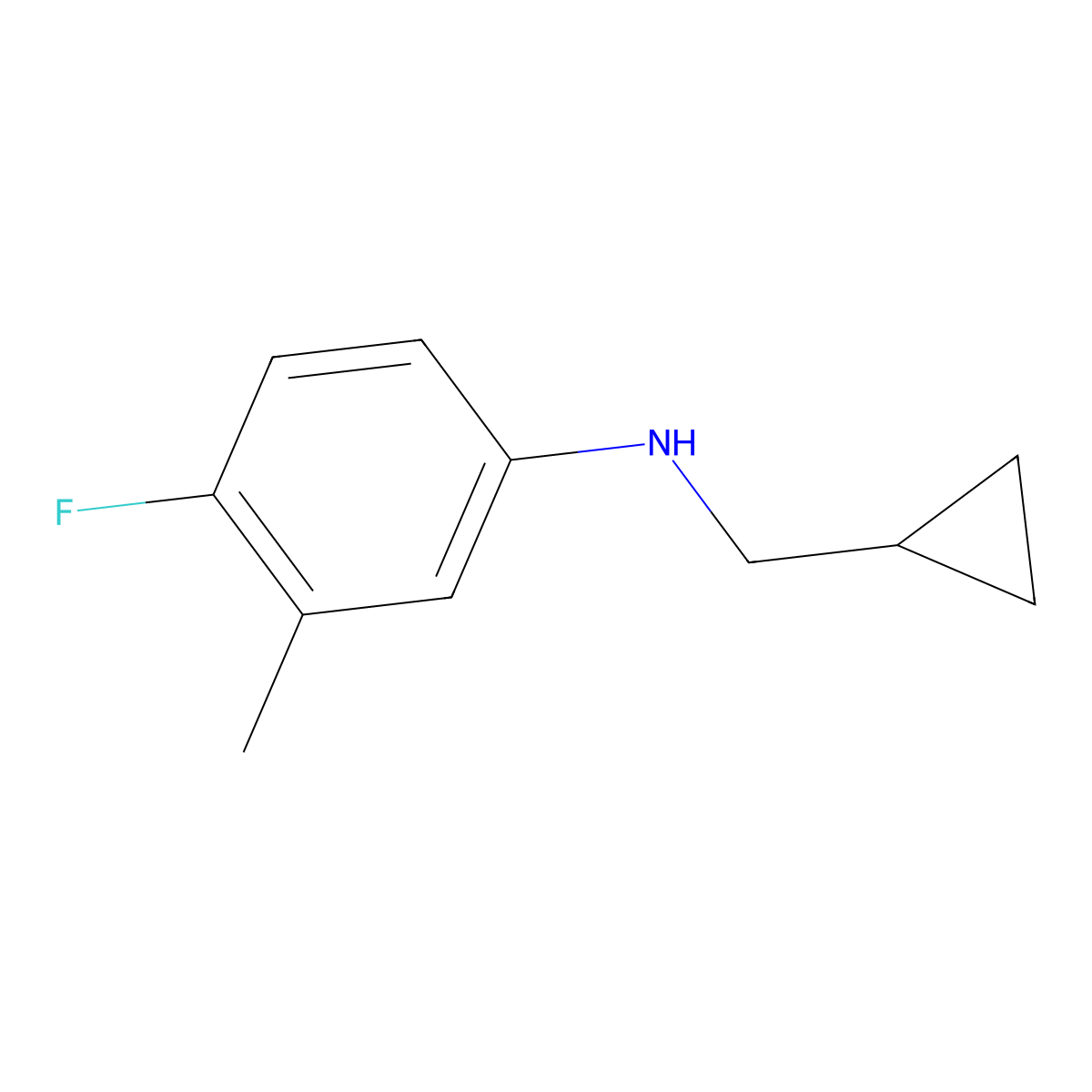 N-(cyclopropylmethyl)-4-fluoro-3-methylaniline molecular structure, CAS 1341914-66-6