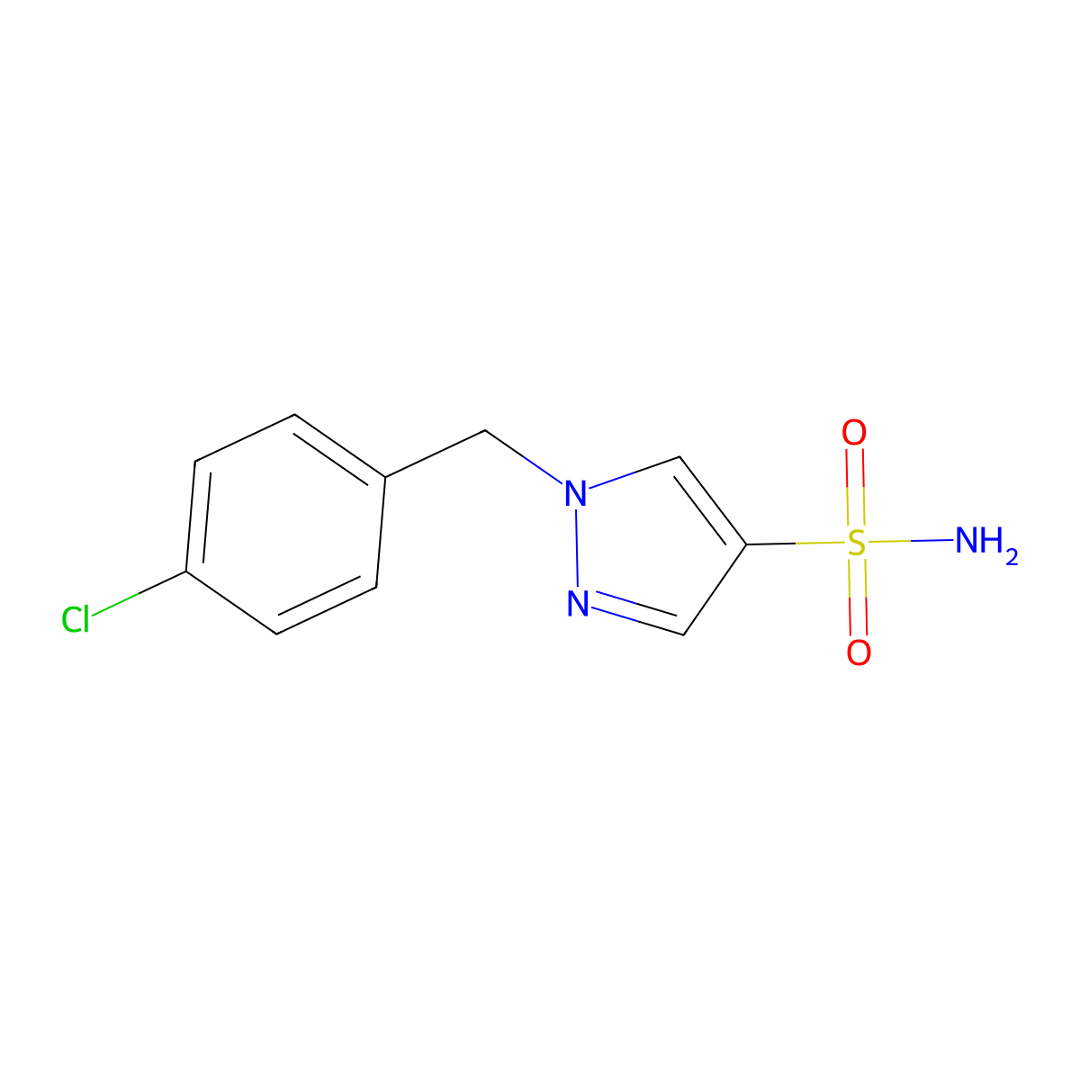 1-[(4-chlorophenyl)methyl]-1H-pyrazole-4-sulfonamide molecular structure, CAS 1341915-89-6