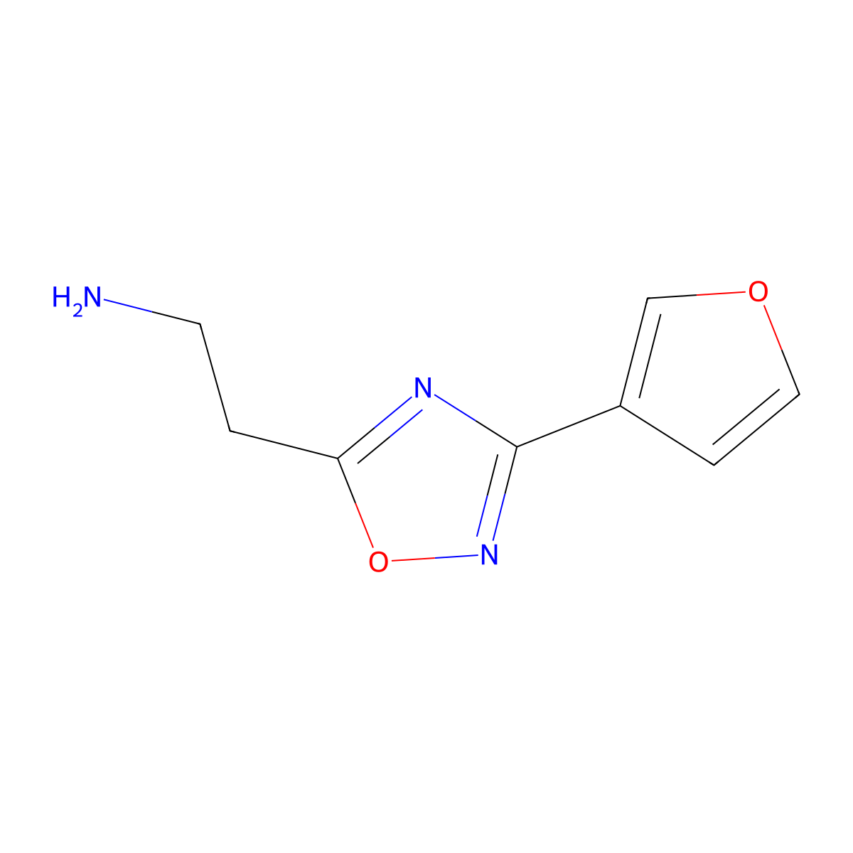 2-[3-(Furan-3-yl)-1,2,4-oxadiazol-5-yl]ethan-1-amine molecular structure, CAS 1341917-69-8