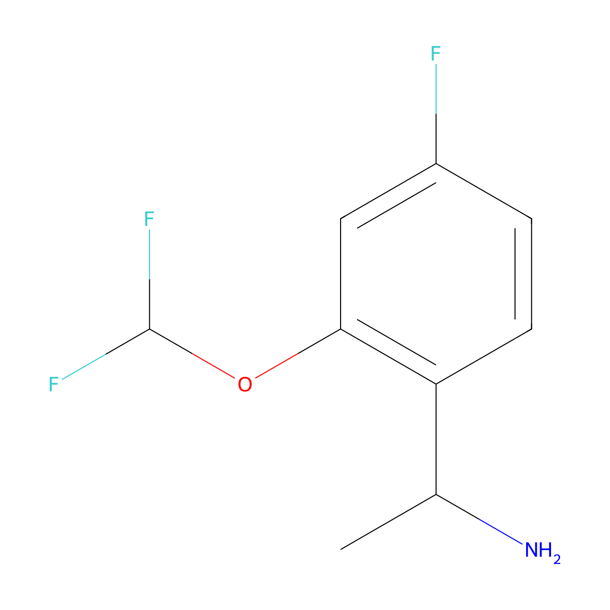 1-[2-(Difluoromethoxy)-4-fluorophenyl]ethan-1-amine molecular structure, CAS 1341918-44-2