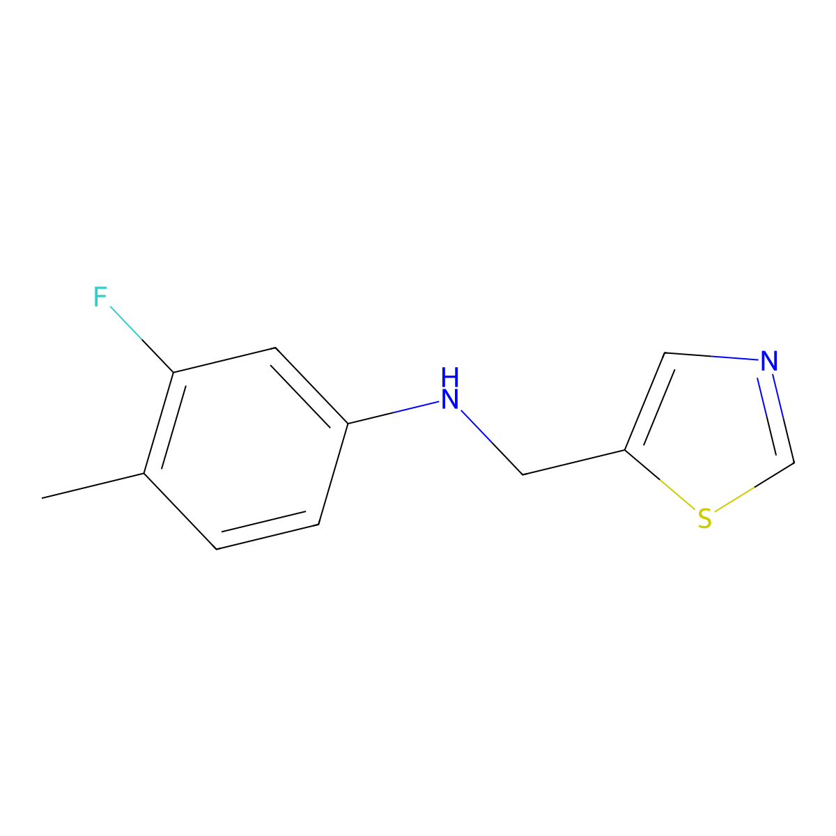 3-Fluoro-4-methyl-N-(thiazol-5-ylmethyl)aniline molecular structure, CAS 1341918-69-1